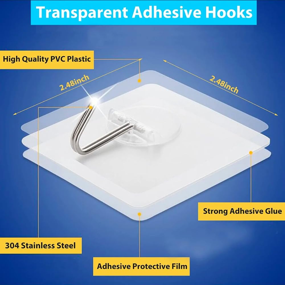 10 Pcs Self-Adhesive Waterproof Hooks for Home & Kitchen