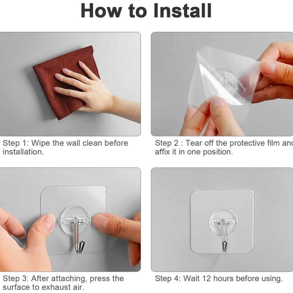 10 Pcs Self-Adhesive Waterproof Hooks for Home & Kitchen