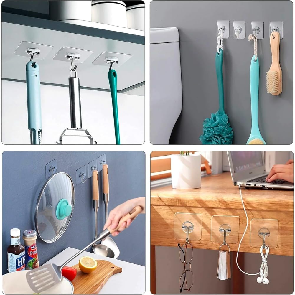 10 Pcs Self-Adhesive Waterproof Hooks for Home & Kitchen
