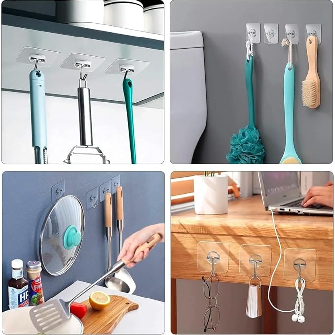10 Pcs Self-Adhesive Waterproof Hooks for Home & Kitchen