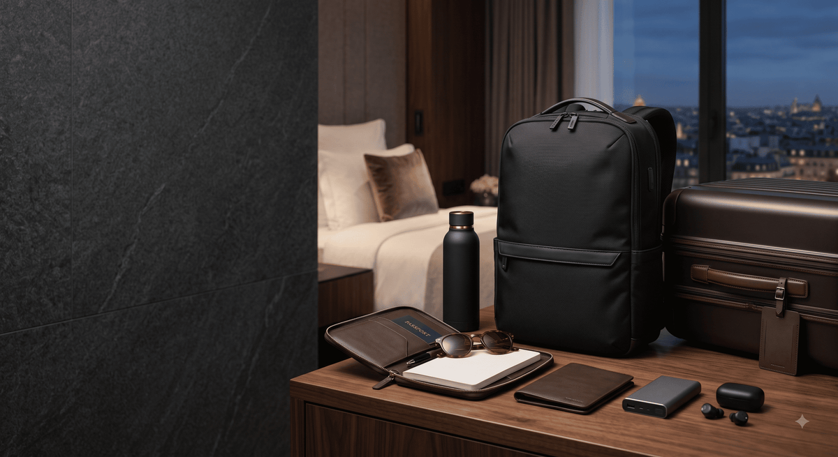 Premium smart gadgets and wireless accessories arranged in a modern lifestyle setting. 